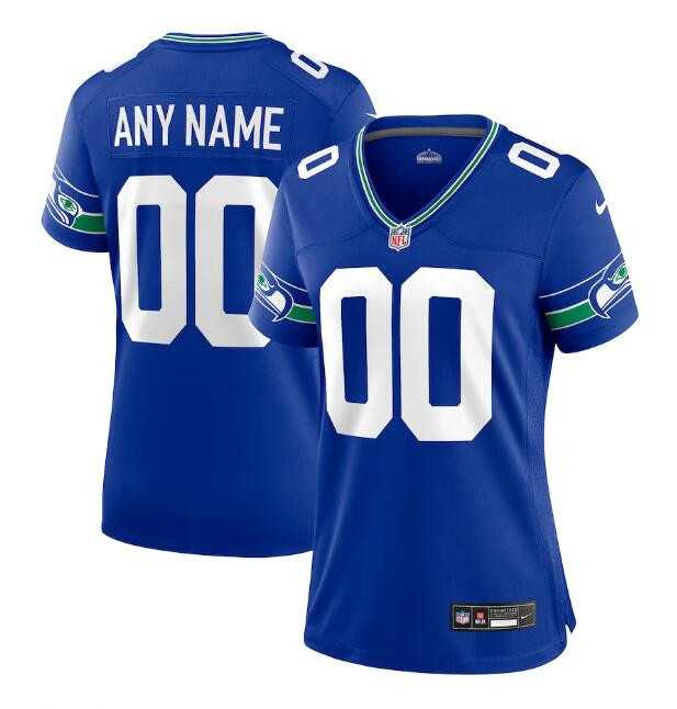 Womens Seattle Seahawks ACTIVE PLAYER Custom Royal Throwback Football Stitched Jersey(Run Small)